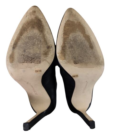 BDBGeneration Pump sz 6 Women‎ Conrad Stilleto Heel Black Leather Gold Zipper 4" - Picture 9 of 12